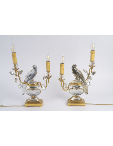 Paire de lampes aux Perroquets,...