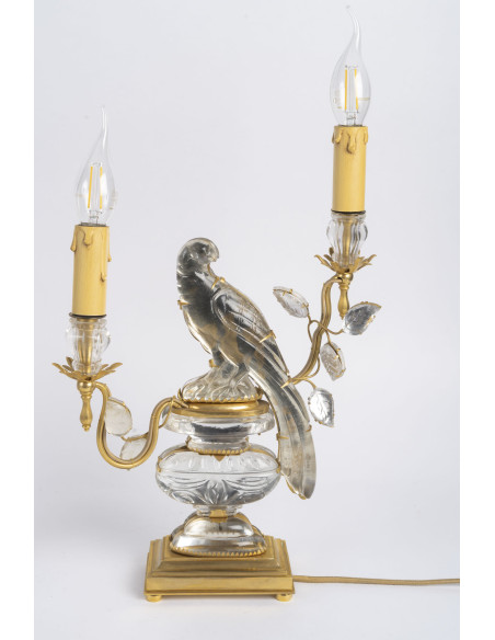 Paire de lampes aux Perroquets, Baguès, XXème siècle.