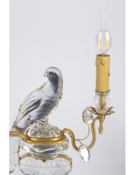 Paire de lampes aux Perroquets, Baguès, XXème siècle.