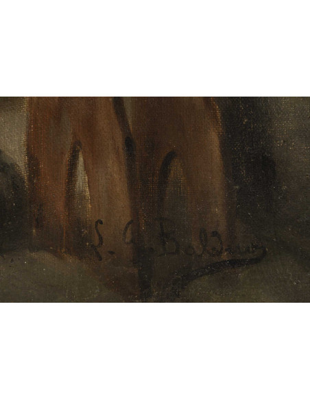 Huile sur toile représantant des mousquetaires par ? , XIXème siècle.
