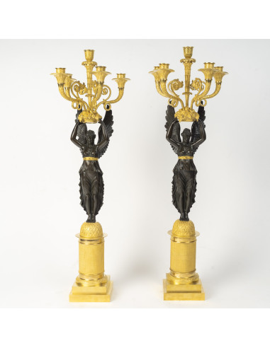 Large pair of gilded and patinated...