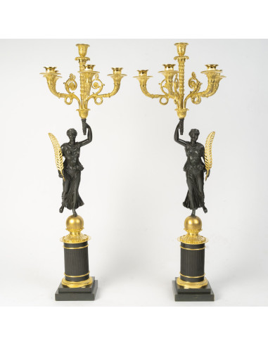 Grande paire de candélabre en bronze...