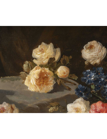 Huile sur toile, nature morte aux fleurs, signée "Jos Klaas", d'époque XIXème siècle.