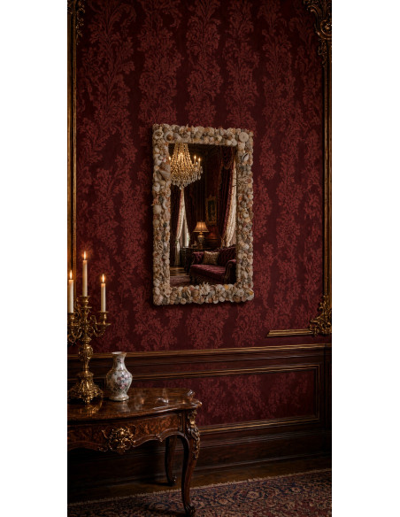 Exceptionnel miroir à décor de coquillage. XXéme siècle.