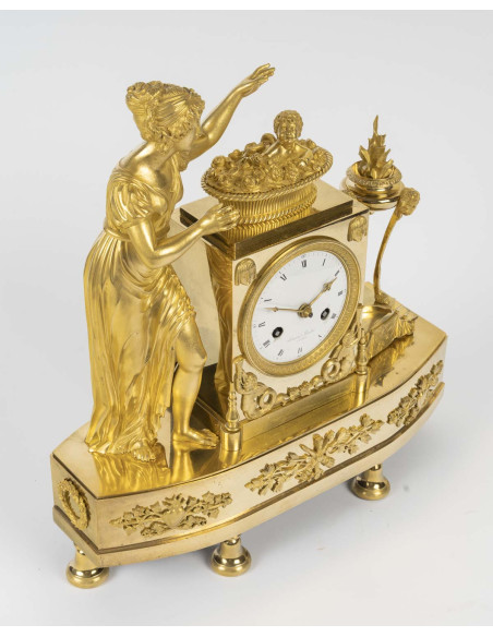 Gilded bronze clock, “The Birth of Love,” signed Lemoine Beudan. 19th century.