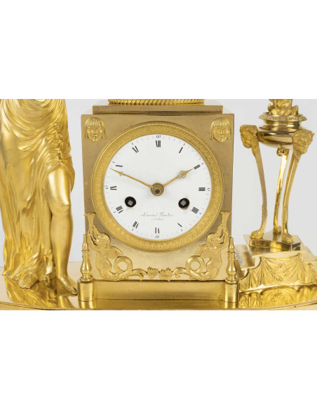 Gilded bronze clock, “The Birth of Love,” signed Lemoine Beudan. 19th century.