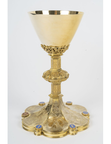 Neo-Gothic-style bronze chalice. Late...