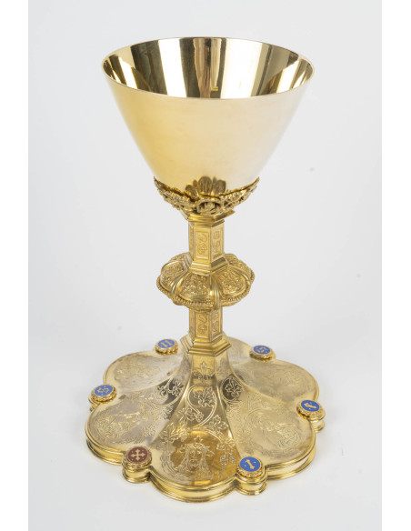 Neo-Gothic-style bronze chalice. Late 19th–early 20th century.