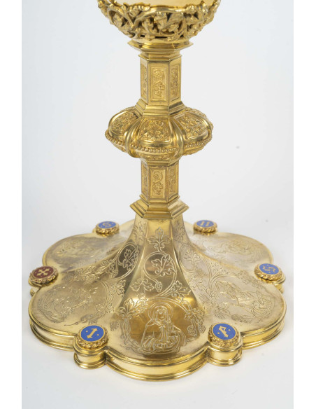 Neo-Gothic-style bronze chalice. Late 19th–early 20th century.