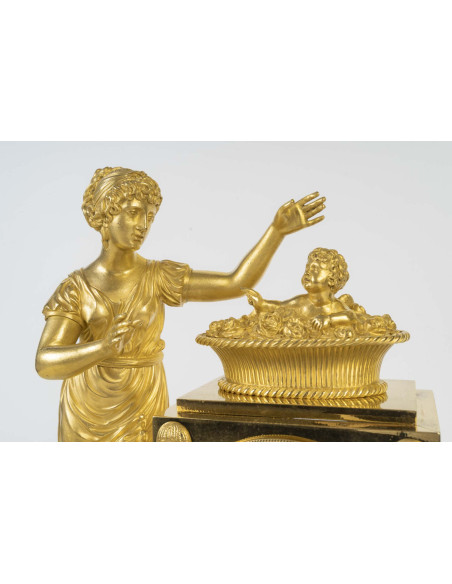 Gilded bronze clock, “The Birth of Love,” signed Lemoine Beudan. 19th century.
