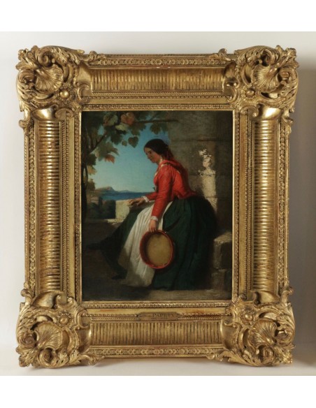 Dominique Louis Papety (Marseille 1815 - 1849 Marseille): Paire de portraits représentant un couple de Napolitains.