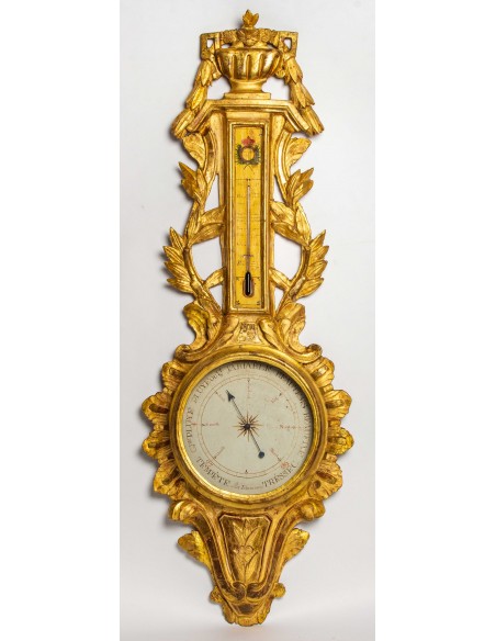 Baromètre-thermomètre d'époque Louis XVI (1774 - 1793).  XVIIIème siècle.