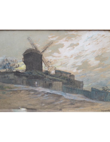 Piere Henri Jamet (1858 - 1921): Le moulin de la Galette à Montmartre.